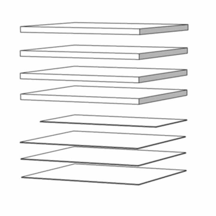 Sada políc a chrbta do vysokej skrine RUSTIK II biela matná 1