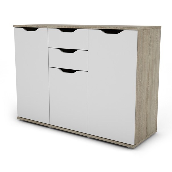 Komoda SAGA 3 dub sonoma/biela 1