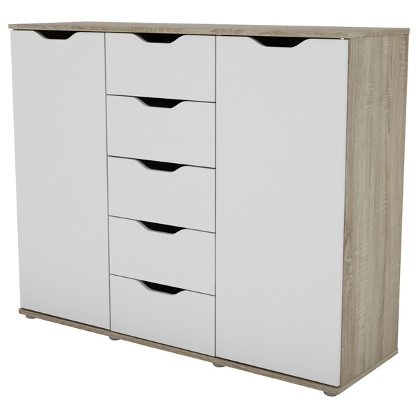 Komoda SAGA 5 dub sonoma/biela 1