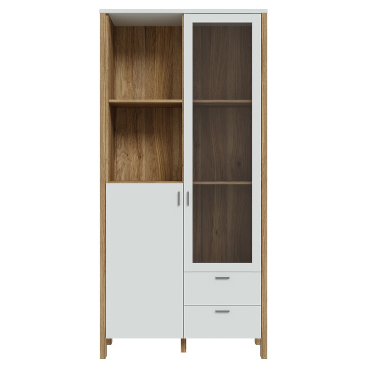 Vitrína SAITAMA R dub mauvella/sivá 1