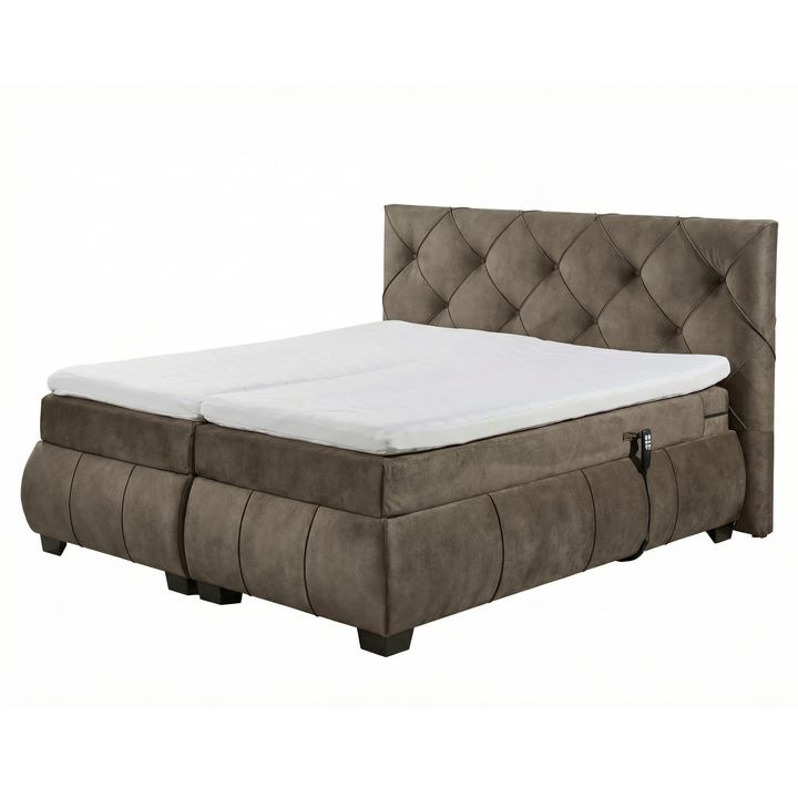 Polohovacia posteľ s matracom a topperom SALENA hnedosivá, 180x200 cm 1