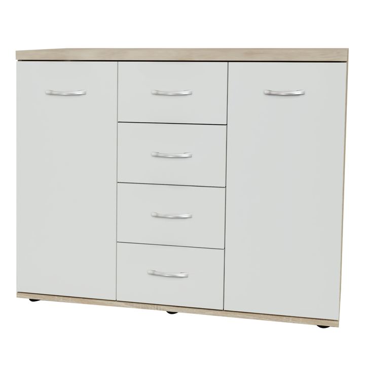 Komoda SALVA 5 biela/dub sonoma 1