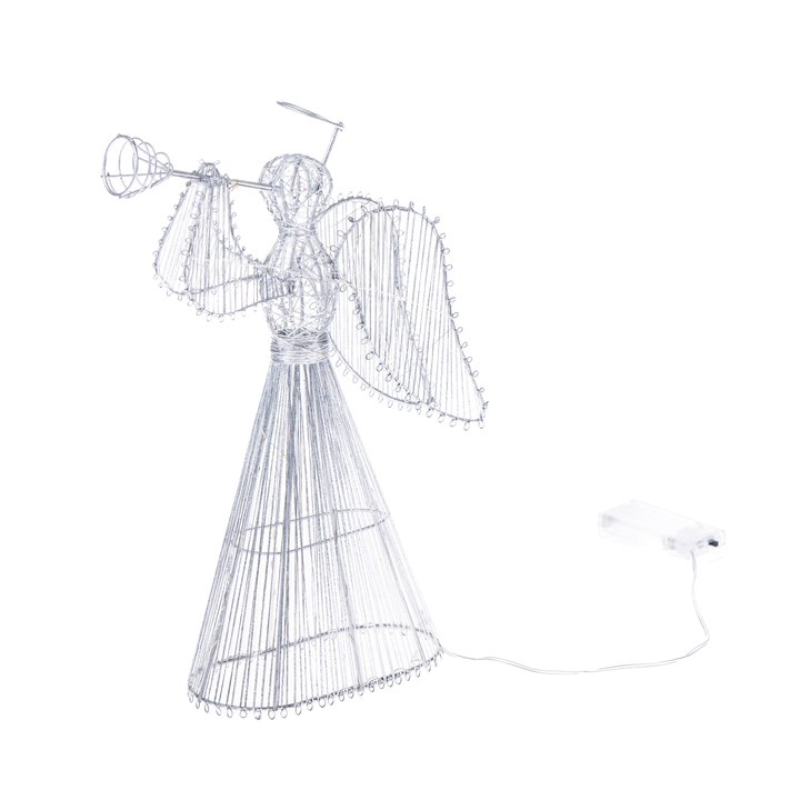 Anjel s LED osvetlením SAMAEL strieborná, výška 34 cm 1