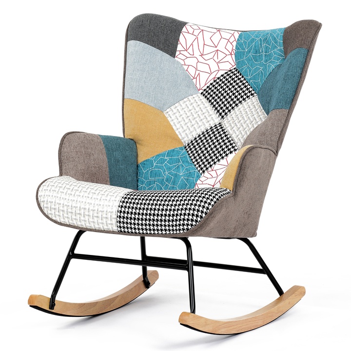 Hojdacie kreslo SARIA kaučukovník/patchwork 1