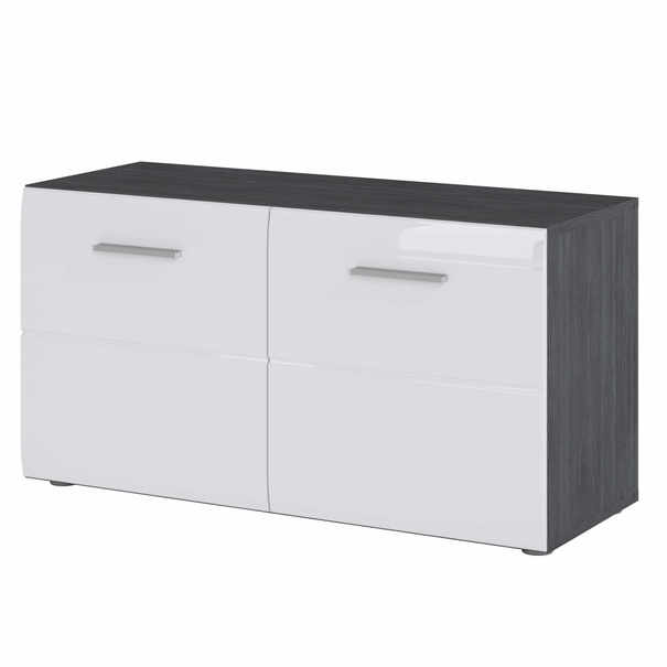 Lavica s úložným priestorom SAVIO biela vysoký lesk/dymová sivá 1