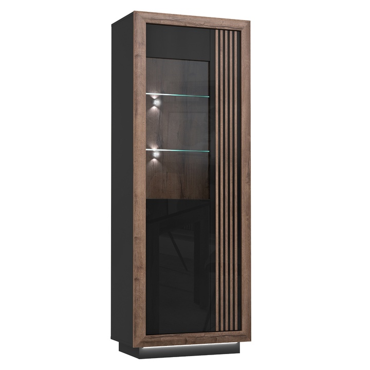 Vitrína SAVONA čierna/dub bahnitý, ľavá 1