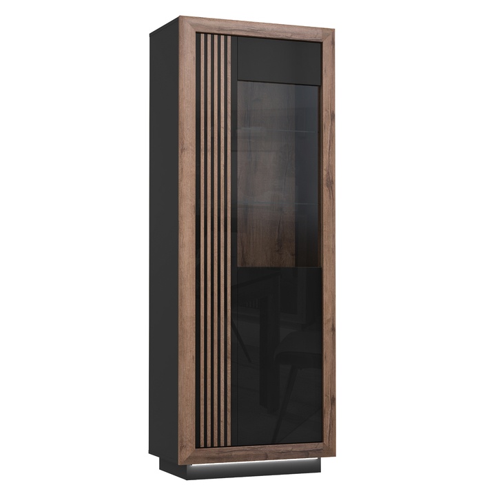 Vitrína SAVONA čierna/dub bahnitý, pravá 1