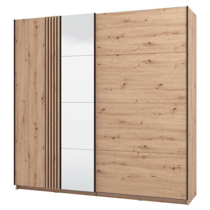 Šatníková skriňa SCALA dub artisan/čierna 1