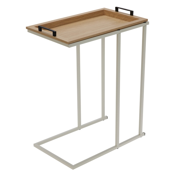 Prístavný stolík SCOUT slonovinová/drevo 1