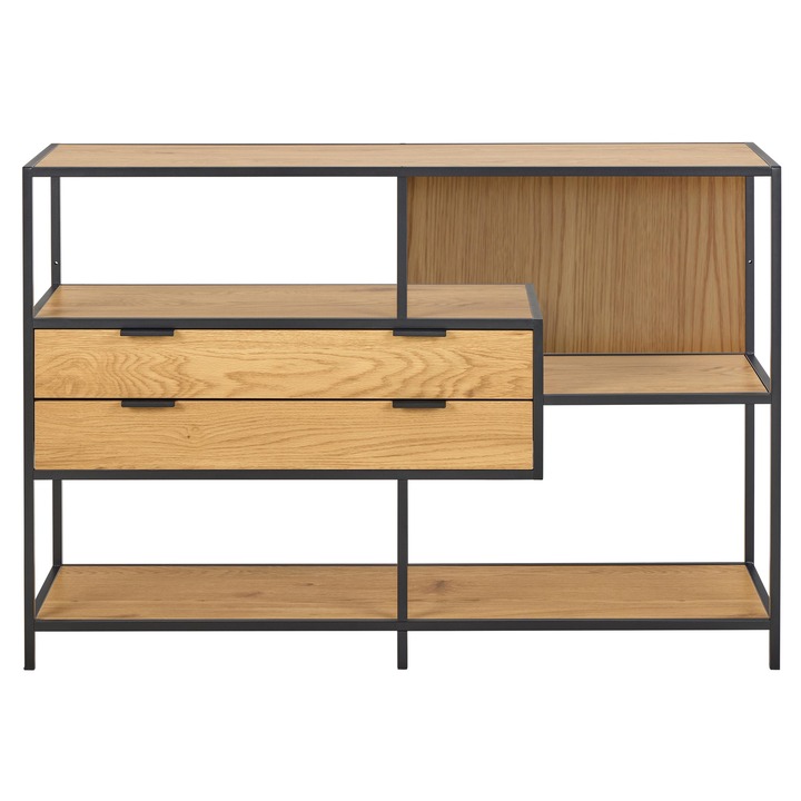 Regál/knižnica SEAFORD 18 dub divoký/čierna 1