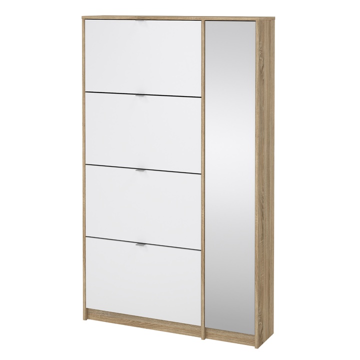 Skriňa na topánky SEVERNE 10 dub/biela vysoký lesk 1