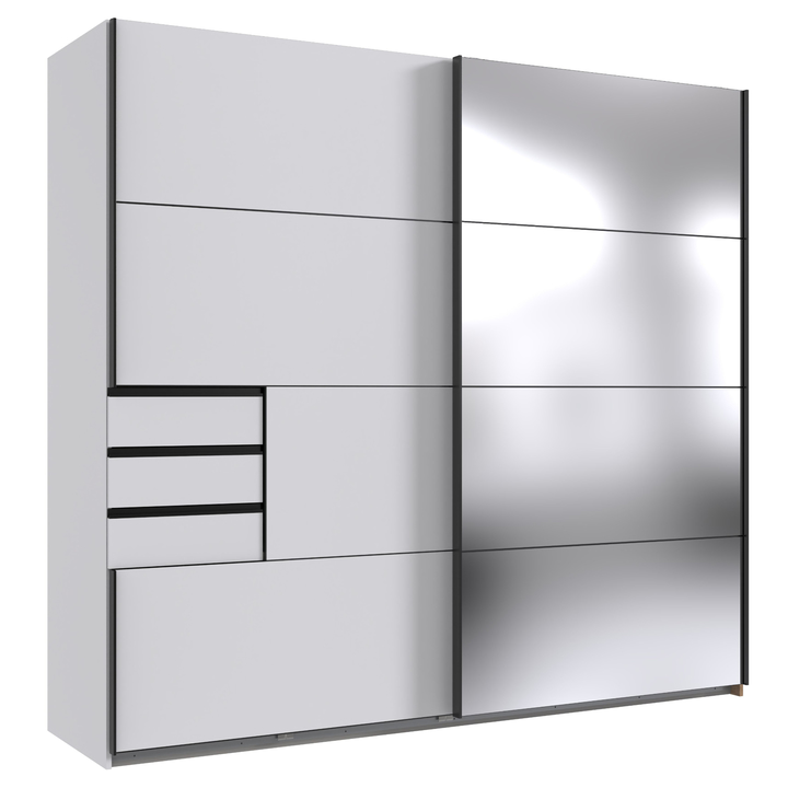 Šatníková skriňa so zrkadlom SHANIA I biela/čierna 1