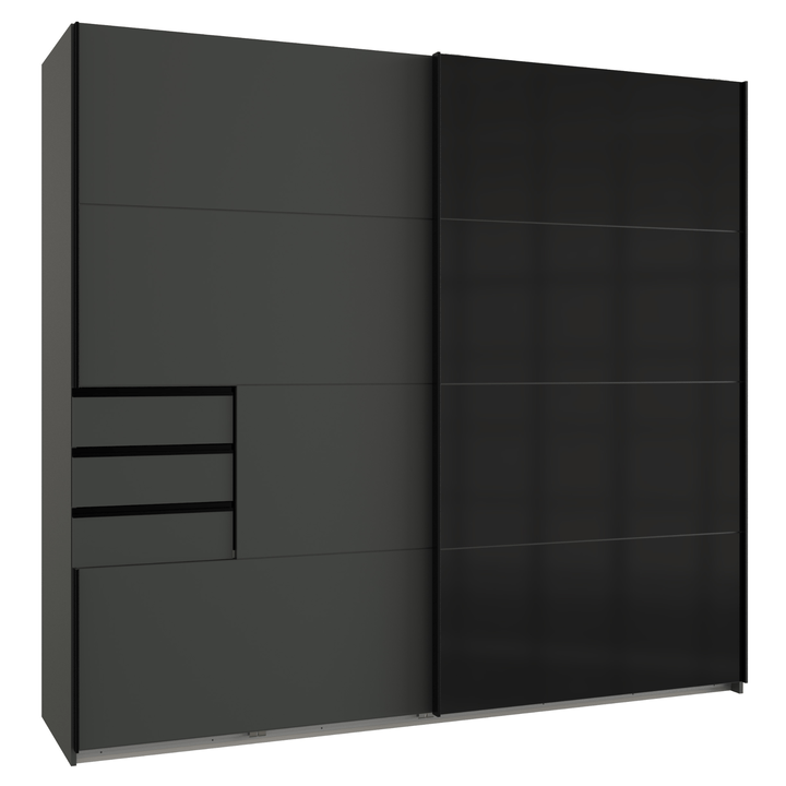 Šatníková skriňa SHANIA II grafitová/čierne sklo 1