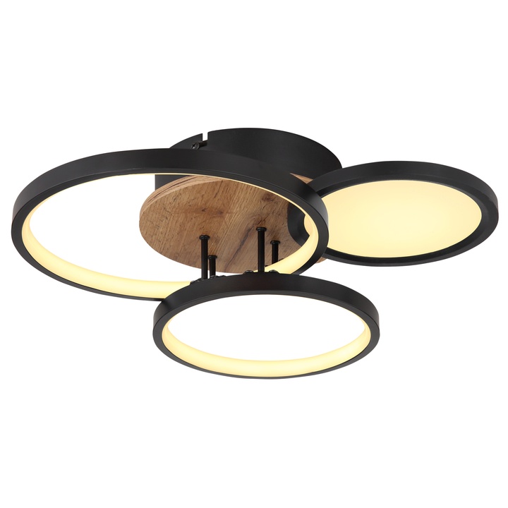 Stropné LED svietidlo SID čierna/drevo 1