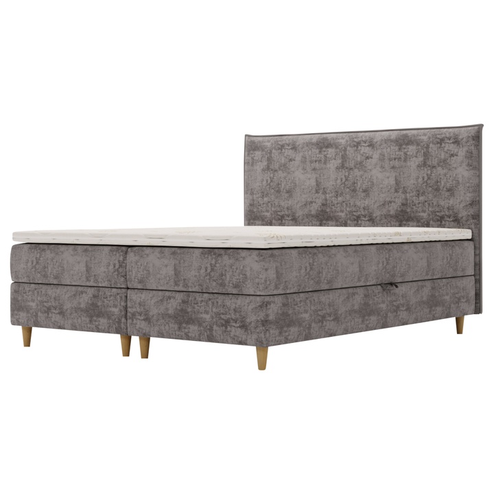 Posteľ s matracom a topperom SIDO sivá, 160x200 cm 1