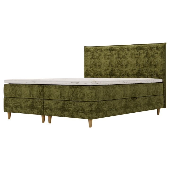 Posteľ s matracom a topperom SIDO olivová, 160x200 cm 1