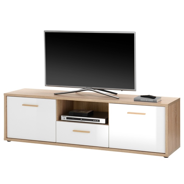 TV komoda SIERO 5 dub sonoma/biela vysoký lesk 1