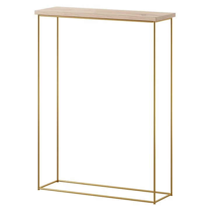 Konzolový stolík SILI zlatá/dub artisan 1