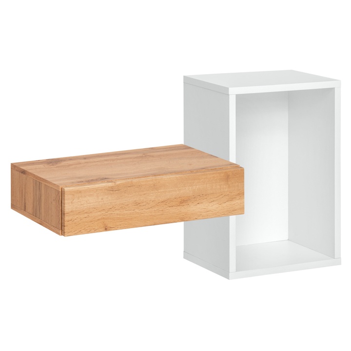 Skrinka s regálom SIMPLE 2 dub wotan/biela 1