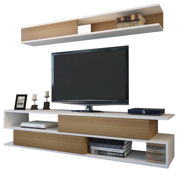 TV stena SIMS 2 teak/biela 1