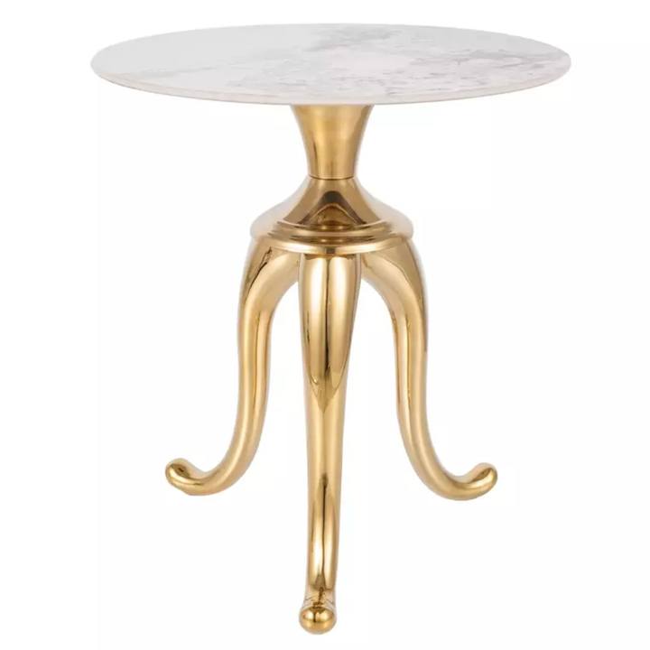 Prístavný stolík SNAKE biela/zlatá 1