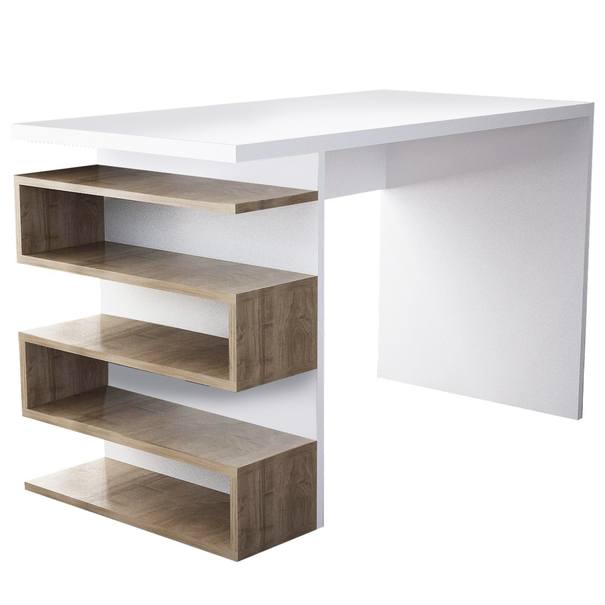 Písací stôl SNAKE biela/orech 1