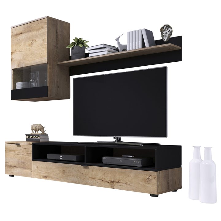 Obývacia stena SNOP dub lefkas/čierna 1