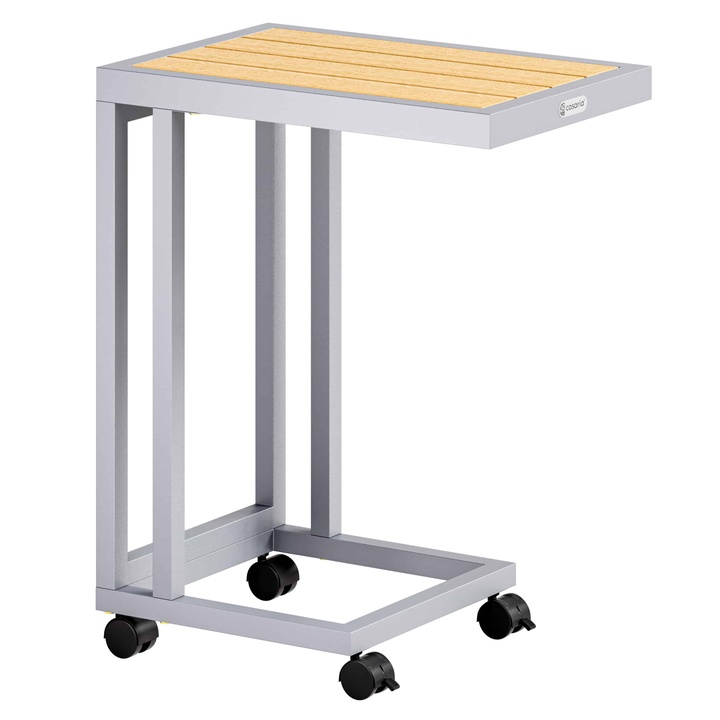 Prístavný stolík SOLED strieborná/prírodná 1