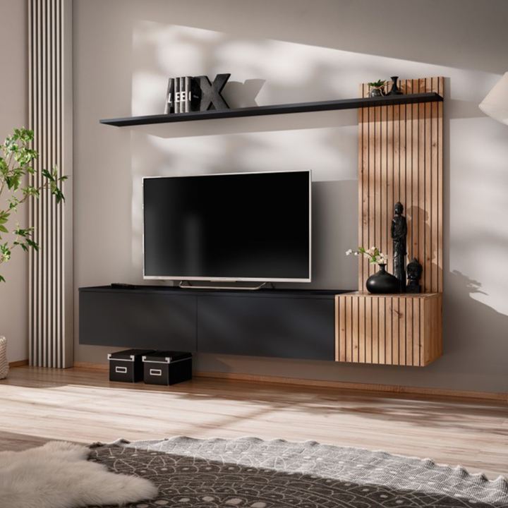 Obývacia stena SOLO dub artisan/čierna 1