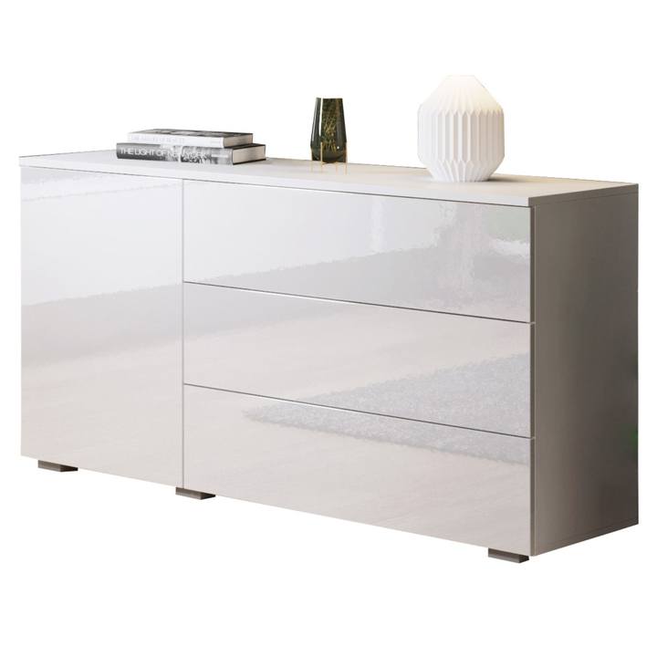 Komoda SORIA 110 biela/biela lesklá 1