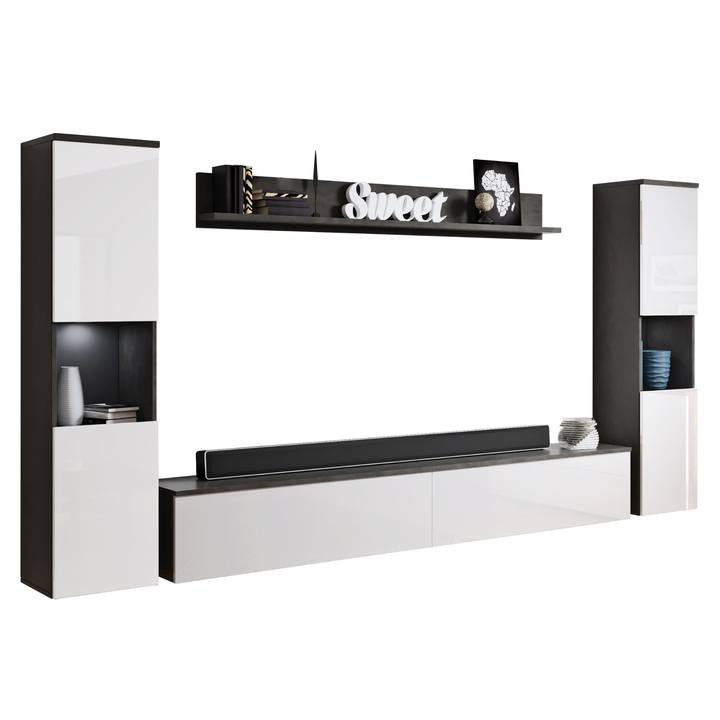 Obývacia stena SORIA XL antracitová/biela lesklá 1