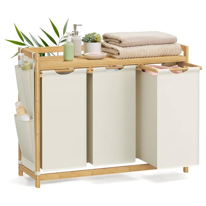 Kôš na bielizeň SORTER 1 krémová/bambus 1