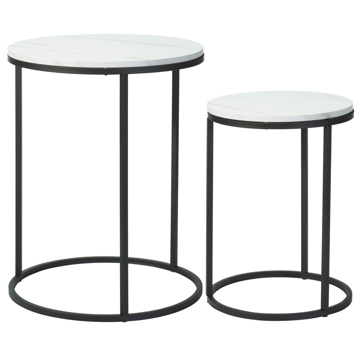 Set odkladacích stolíkov SOTAVENTO biely mramor, 2 ks 1