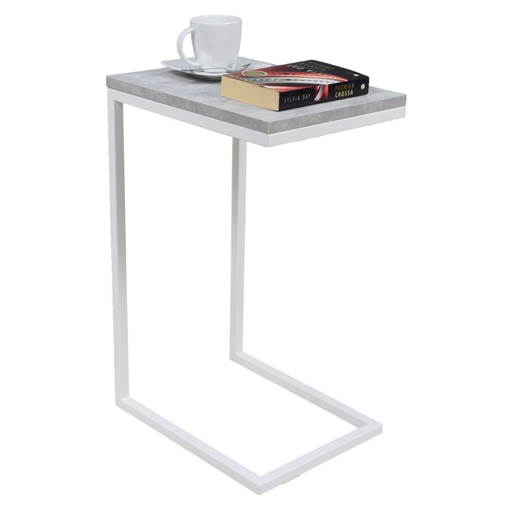 Prístavný stolík SPARK biela/betón 1