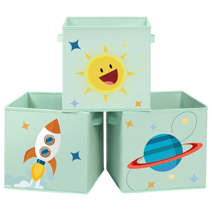 Detské úložné boxy SPICE zelená, sada 3 ks 1