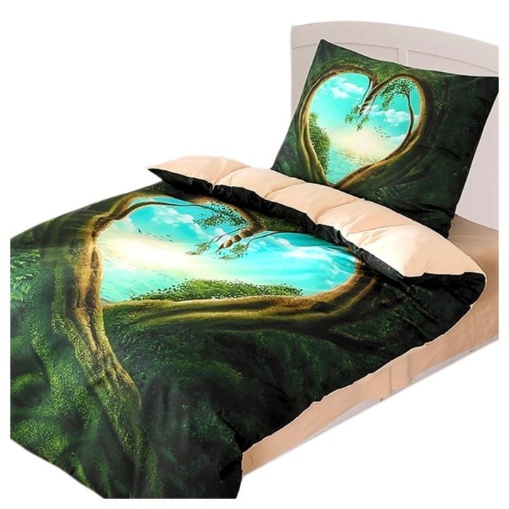 Posteľná bielizeň 3D SRDCE zelená, 70x90 a 140x200 cm 1