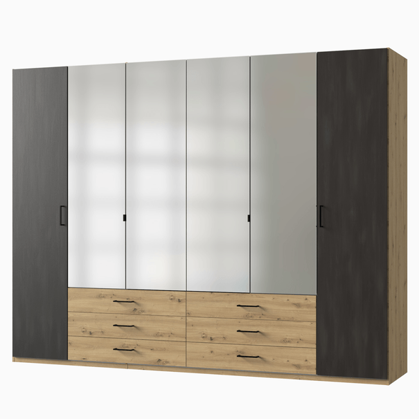 Šatníková skriňa STACIE grafit/dub artisan 1