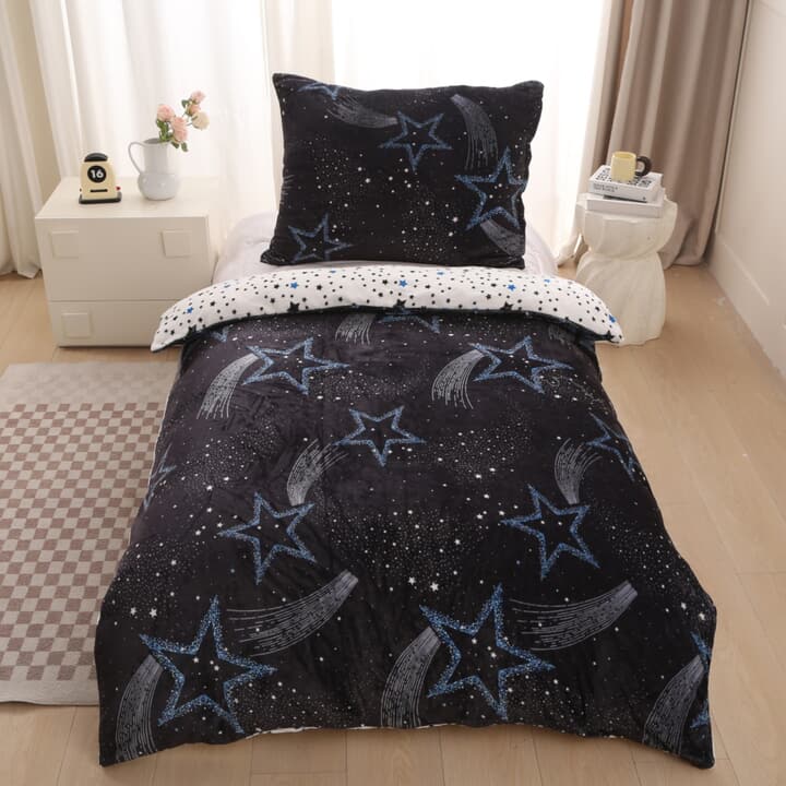 Posteľná bielizeň STARS čierna, 70x90 a 140x200 cm 1