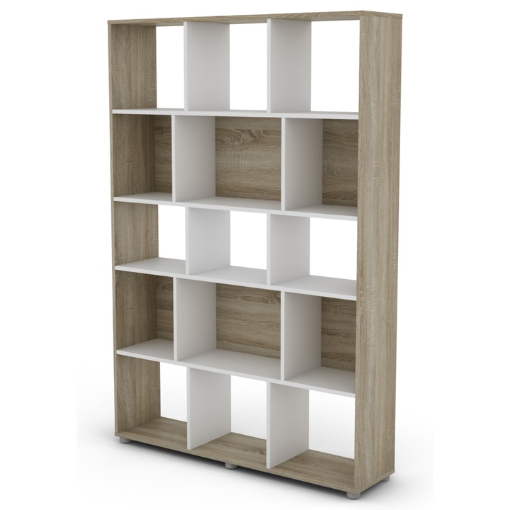 Regál STEVY dub sonoma/biela 1