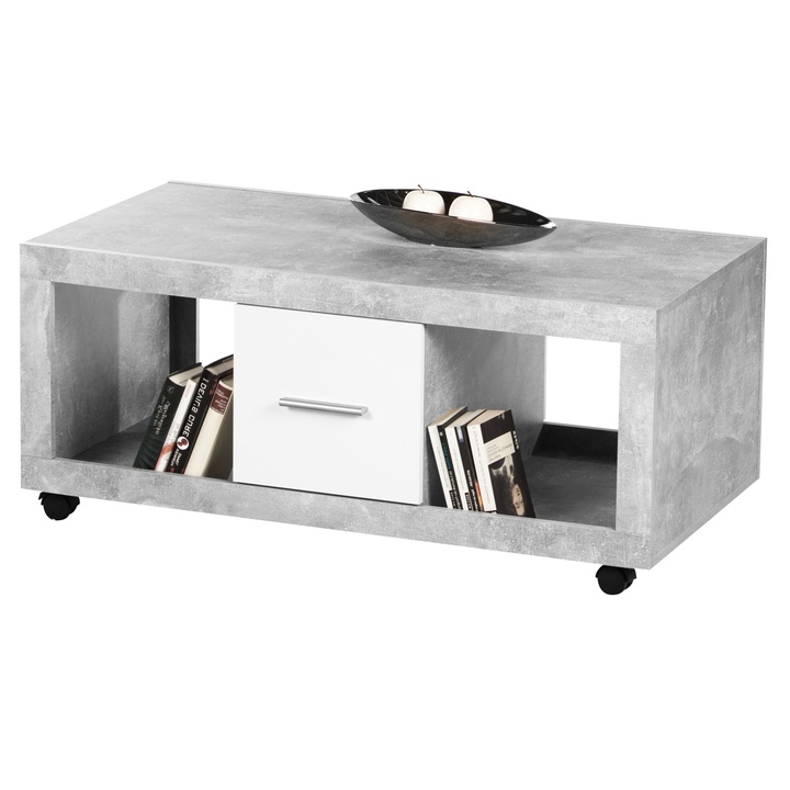 Konferenčný stolík STONE 4 betón/biela 1