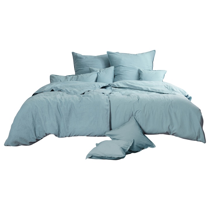 Posteľná bielizeň STONEWASHED sivozelená, 2 ks 80x80 a 200x200 cm 1