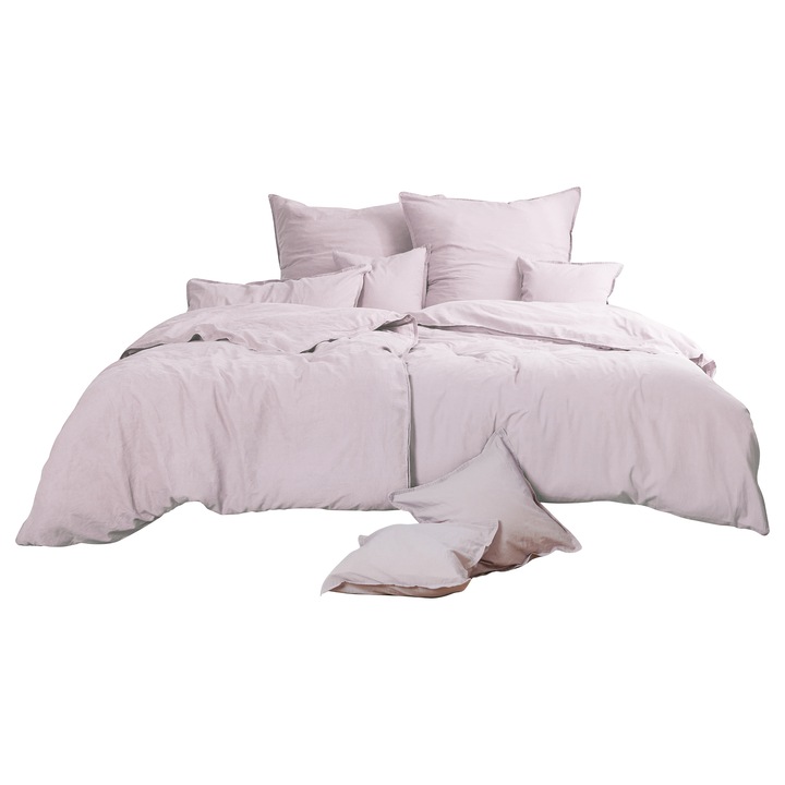 Posteľná bielizeň STONEWASHED ružová, 2 ks 80x80 a 200x200 cm 1
