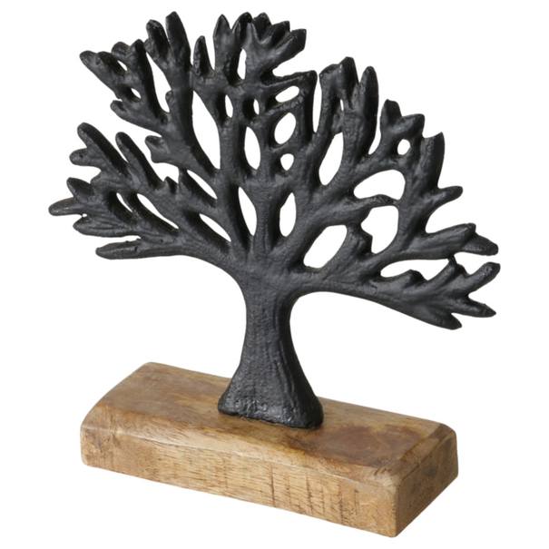 Dekorácia STROM LAPU mango/hliník, výška 18 cm 1