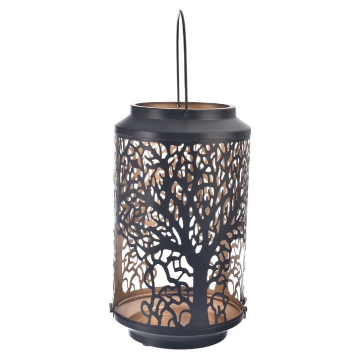 Kovový svietnik STROM čierna/zlatá, šírka 15 cm 1