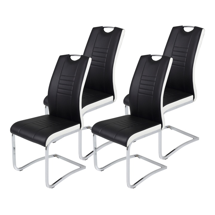 Jedálenská stolička TABEA S čierna/biela/strieborná, sada 4 ks 1