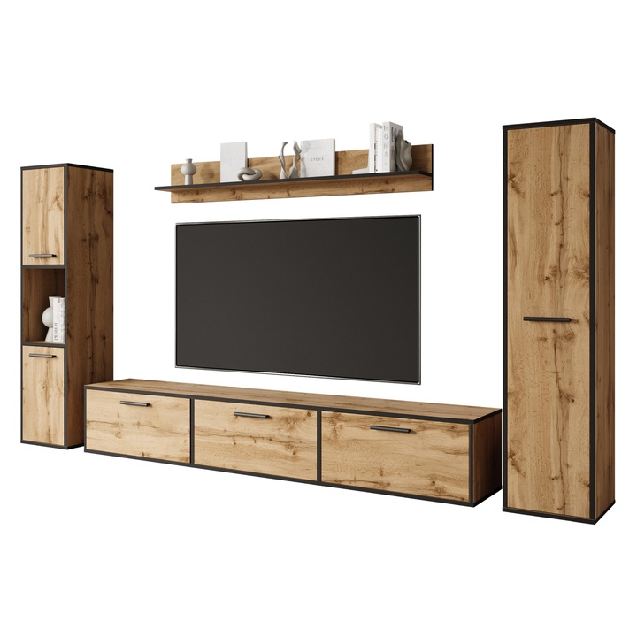 Obývacia stena TABITA XL dub wotan/čierna 1