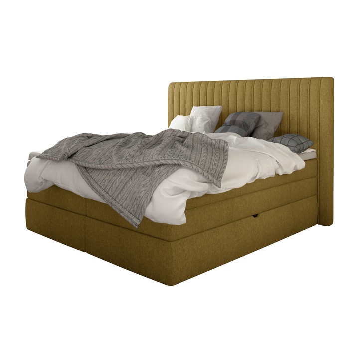 Posteľ boxspring TAIFA žltá, 140x200 cm 1