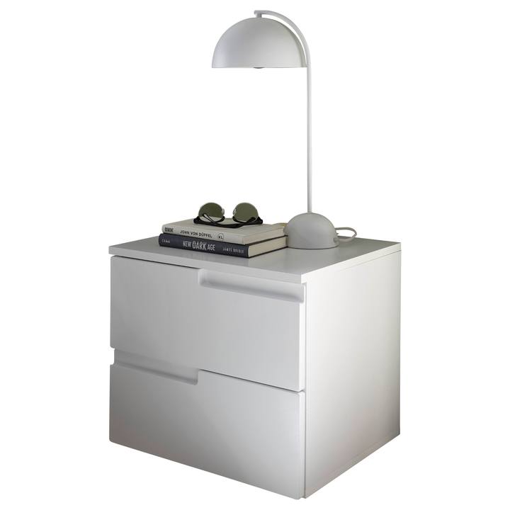 Nočný stolík TEAGAN 3 biela/biela vysoký lesk 1