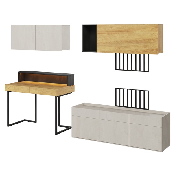 Študentská zostava TEEN FLEX 12 silk flou/orech hiroka/oceľová 1