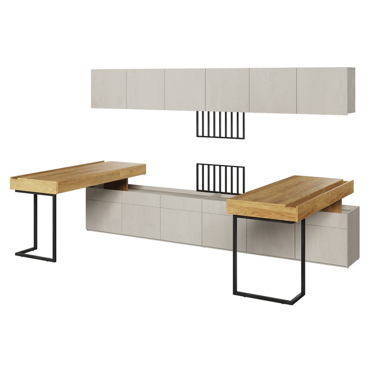 Študentská zostava TEEN FLEX 6 silk flou/orech hiroka/oceľová 1